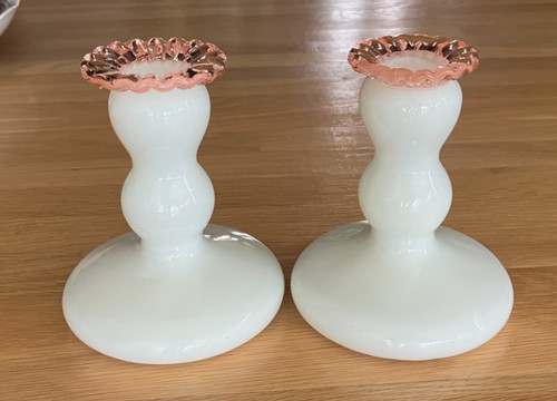 Pair fenton art glass silver - pair,