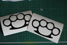 2X Knuckles duster Vinyl Decals,  old school. Bobber, motorcycle Shack graphics