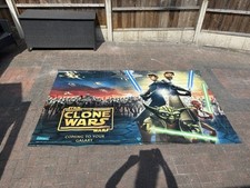 RARE STAR WARS - THE CLONE WARS - ORIGINAL 2008 MOVIE VINYL CINEMA BANNER 8 x 5