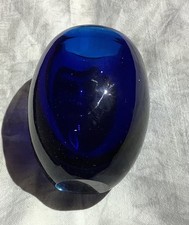 Vintage Murano / Scandanavian Art Glass ? Vase - Electric Blue / Clear ~  Lovely