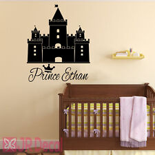 Baby Boy room wall decals, Prince castle sticker with Personalised name sticker,