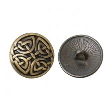 5 Round Antique Bronze Tone Metal Shank Buttons with Celtic Knot Design 17mm