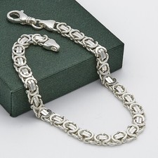 Solid 925 Sterling Silver 6mm Flat Byzantine Bracelet 7.5 INCH Brand New