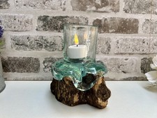 Molten Glass on Root Wooden Bowl - Pot Pourri / LED Candle Holder