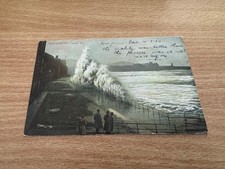 Postcard - Rough Sea Aberystwyth Cerdigion Wales posted 1904