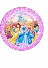 Disney Princess Novelty Personalised Birthday Cake Topper 7.5" Round 
