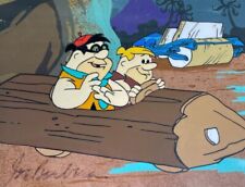 Flintstones Production Cel Hand Painted Background Signed Joe Barbera