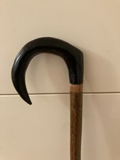 GOAT HORN  CROOK on HAZEL shaft walking hiking and beaters stick.