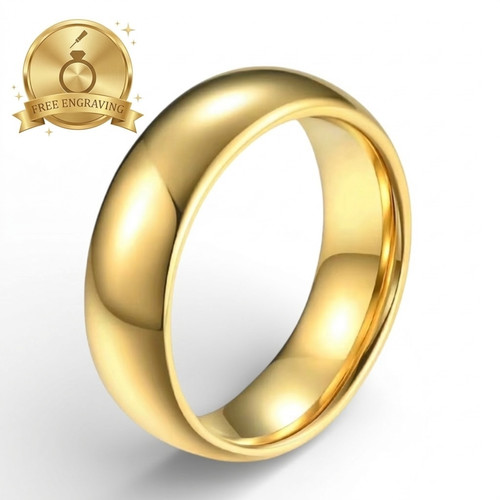 Gold tungsten wedding band - gold,