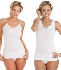 La Marquise - Ladies 100% COTTON Sleeveless/Camisoles Vest V-Neck with Lace