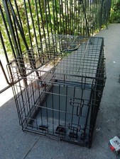 Dog Cage Puppy Pet Crate Carrier - 30"x19"x21" Metal Cage Front & Side Doors