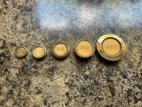 Set vintage brass scale - set,