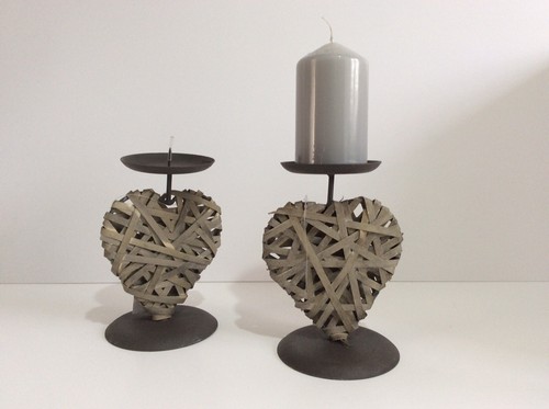 Rustic love heart candle - rustic,