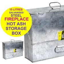 15L Ash Box Carrier Container Can Galvanised Steel Fireplace Metal Ash Tidy Bin