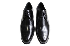 John White Men's Black Leather Oxford Shoes UK Size 9