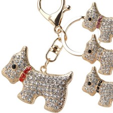 Gold & Crystal Bag Charm/Keyring Westie Dog West Highland Terrier Faux Gems 4...