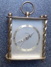 Mauthe Vintage Alarm Clock Antique Wind-Up Brass Case With 4 Candy Twist Edges
