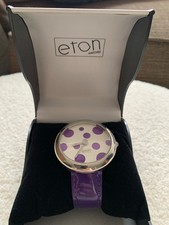 Eton Purple watch with purple circles, and purple wrist band