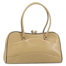 PRADA Hand Bag Leather Beige