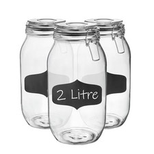 3x Glass Storage Jars & Labels