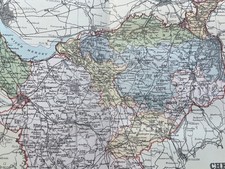 Antique map of Cheshire colour chromolithograph 1895