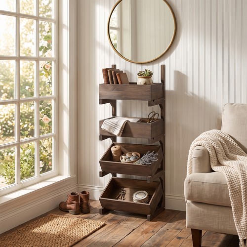 Freestanding wooden display - wooden,