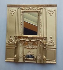 Dolls House Large Ornate Style Wall Panel Fire Place Coal Fire Mirror