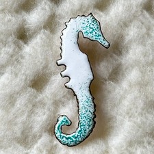 Vintage White Green Seahorse