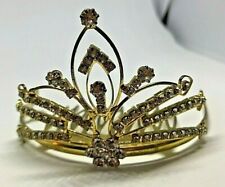 Vintage Tiara Hair Comb Gold Diamante Crystal  Band Clip Hairband Bridal 1980'