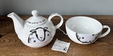 New Unused Arthur Wood Back To Front Sheep Tea For One Set Black & White H 14cm 