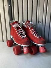 Vintage 70’s 80’s Roll Rider Roller Skates - Red Suede - Disco - Retro - Size 40