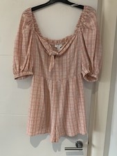 topshop pink check playsuit size 10 