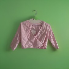 BALLET CARDIGAN Wrap style PINK Girls Cotton Half Sleeve Short Dance 7/8 yrs