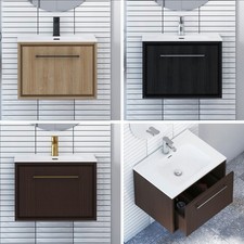 Wall Hung Bathroom Sink Vanity Unit Furniture Cabinet Basin 1 Drawer 600mm