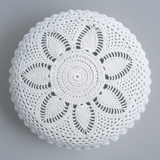  Crochet Cushion Cover  12  inch Round White Colored  