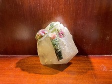 Large Brazilian watermelon tourmaline crystals on quartz matrix. 