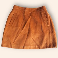 new look UK 10 mustard orange suede a-line mini skirt