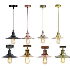 Vintage Industrial Loft style Ceiling Pendant Lights Flat Metal Light Shade Lamp