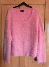 New Look pink eyelash knit jumper with rhinestone and crystal detail 18