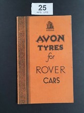 RARE VINTAGE AVON TYRES FOR ROVER CARS 1936 SC 16 Pgs.