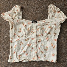 Bershka Floral Puff Sleeve