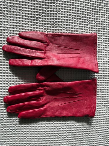 Red leather gloves marks - gloves,
