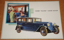 HUMBER PULLMAN 7-SEATER SALOON - Original 1930 UK sales brochure/card