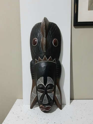 African wall mask with birdman - wall,