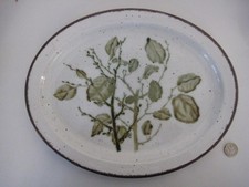 MIDWINTER STONEHENGE GREEN LEAVES DINNER SERVICE OVAL MEAT PLATE PLATTER 13 3/4"