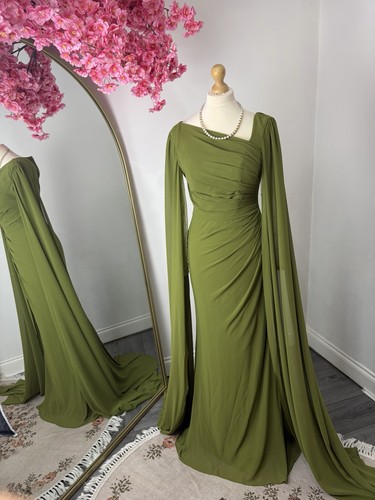 Green modest wedding dress - green,