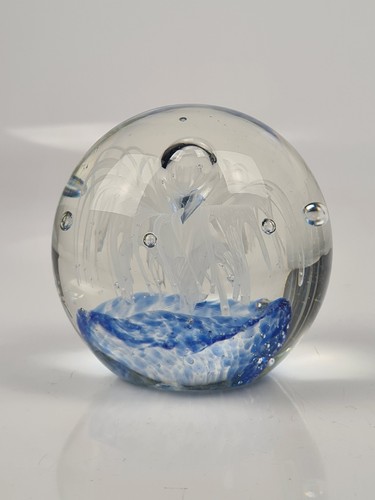 Vintage glass paperweight blue - vintage,
