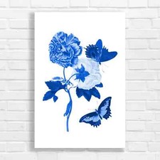 Vintage Floral and Butterfly Canvas Print Large Picture Wall Art