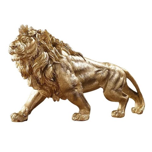 Gold lion statue resin - resin, animal