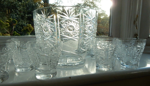Vintage crystal cut punch - crystal, bowl